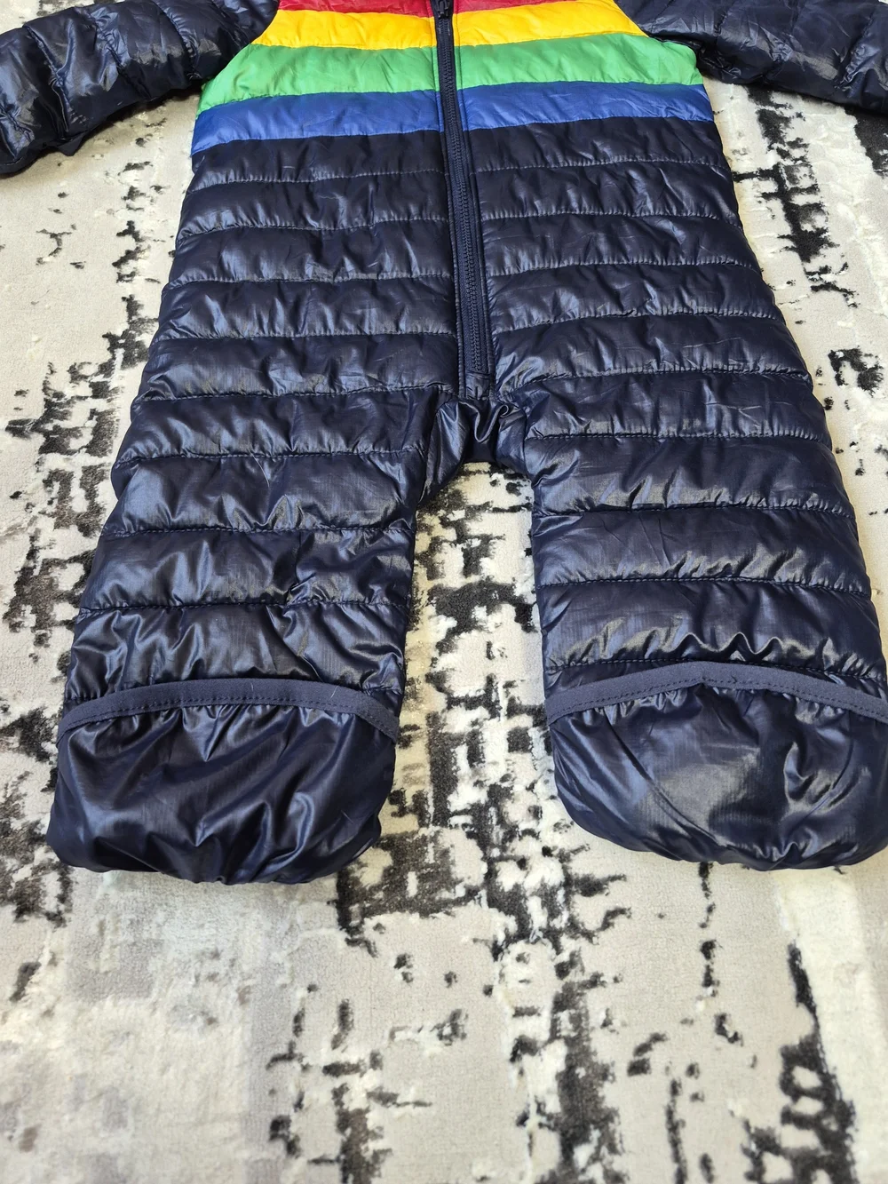 Primary Baby Lightweight Puffer Suit snowsuit Navy / Bold Rainbow 0-6 m